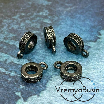 Бейл с петлей, латунь с черным родиевым покрытием, 11х3 мм  (1 шт.)