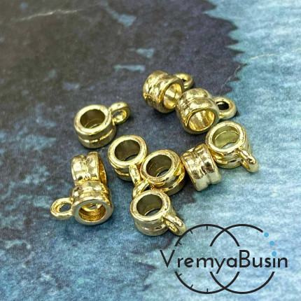 Бейл с петлей, 4х9 мм, латунь с позолотой (1 шт.)