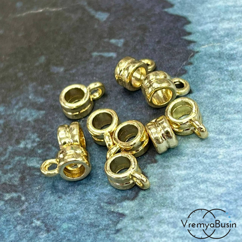 Бейл с петлей, 4х9 мм, латунь с позолотой (1 шт.)