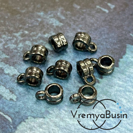 Бейл с петлей, 4х9 мм, латунь с черным родиевым покрытием (1 шт.)