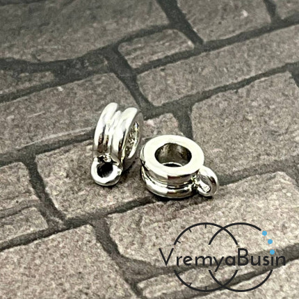 Бейл с петлей, латунь с родиевым покрытием, 10х4 мм (1 шт.)