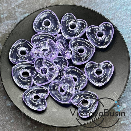 Подвеска пончик, бублик из стекла, сердце 15х5 мм (1 шт.)