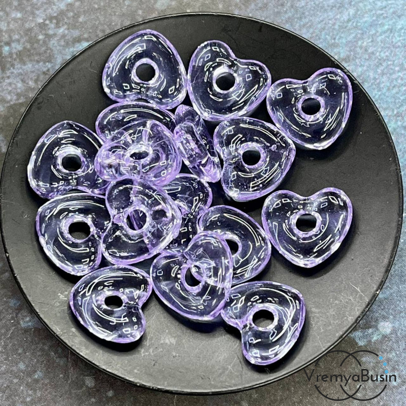 Подвеска пончик, бублик из стекла, сердце 15х5 мм (1 шт.)