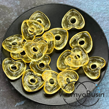 Подвеска пончик, бублик из стекла, сердце 15х5 мм (1 шт.)