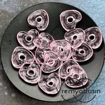 Подвеска пончик, бублик из стекла, сердце 15х5 мм (1 шт.)