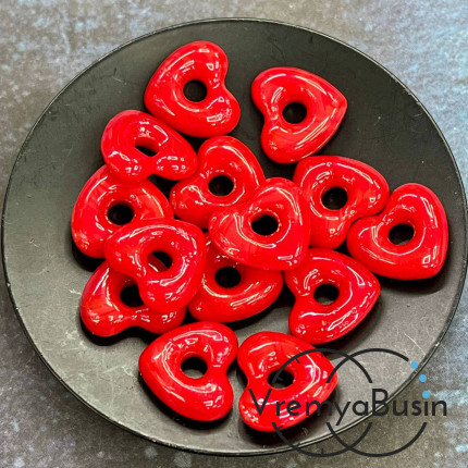 Подвеска пончик, бублик из стекла, сердце 15х5 мм (1 шт.)