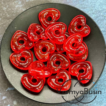 Подвеска пончик, бублик из стекла, сердце 15х5 мм (1 шт.)