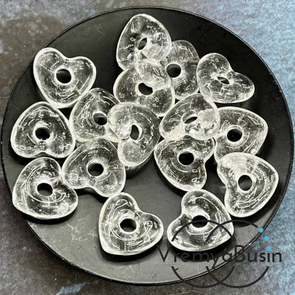 Подвеска пончик, бублик из стекла, сердце 15х5 мм (1 шт.)