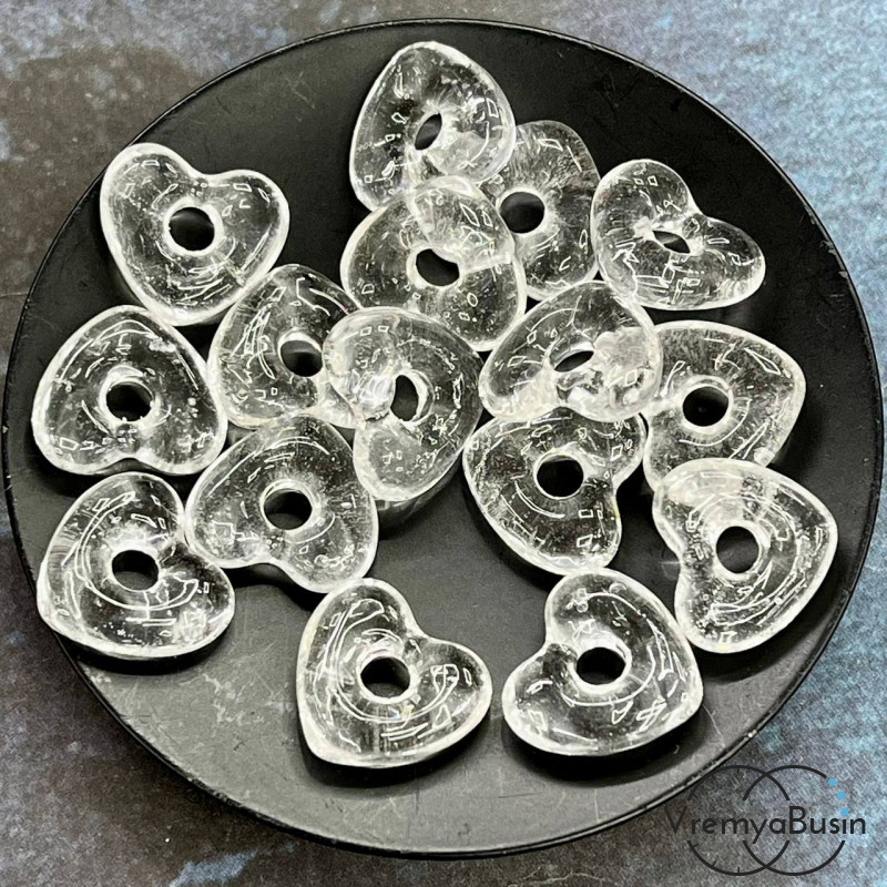 Подвеска пончик, бублик из стекла, сердце 15х5 мм (1 шт.)