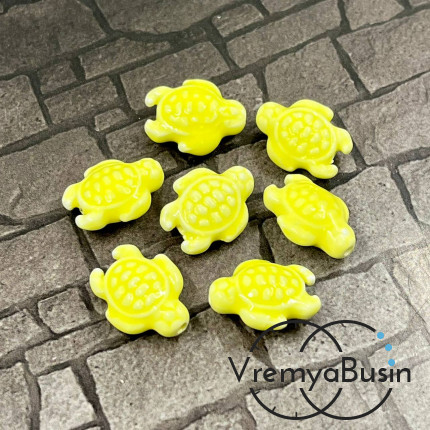 Бусина керамическая "Черепаха", 14х18 мм, цв. лимонный  (1 шт.)