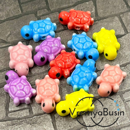 УЦЕНКА: Бусина керамическая "Черепаха", 12х18х7 мм, цв. микс  (1 шт.)