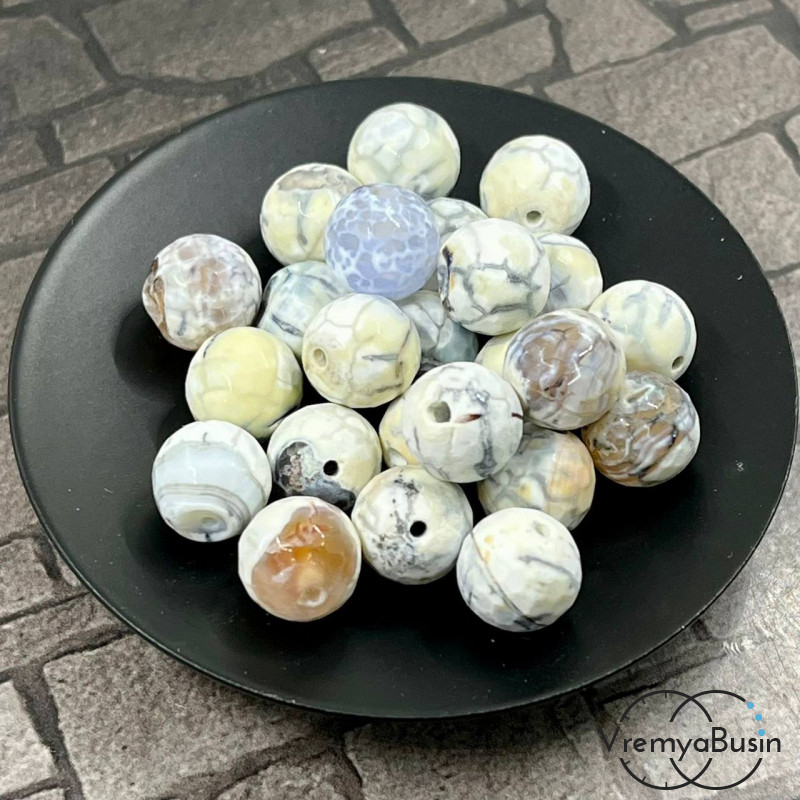 Агат вены дракона, шарик граненый 10 мм (1 шт.)