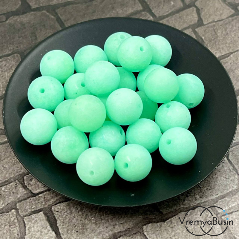 Агат матовый, шарик гладкий 10 мм, цв. мятный (1 шт.)