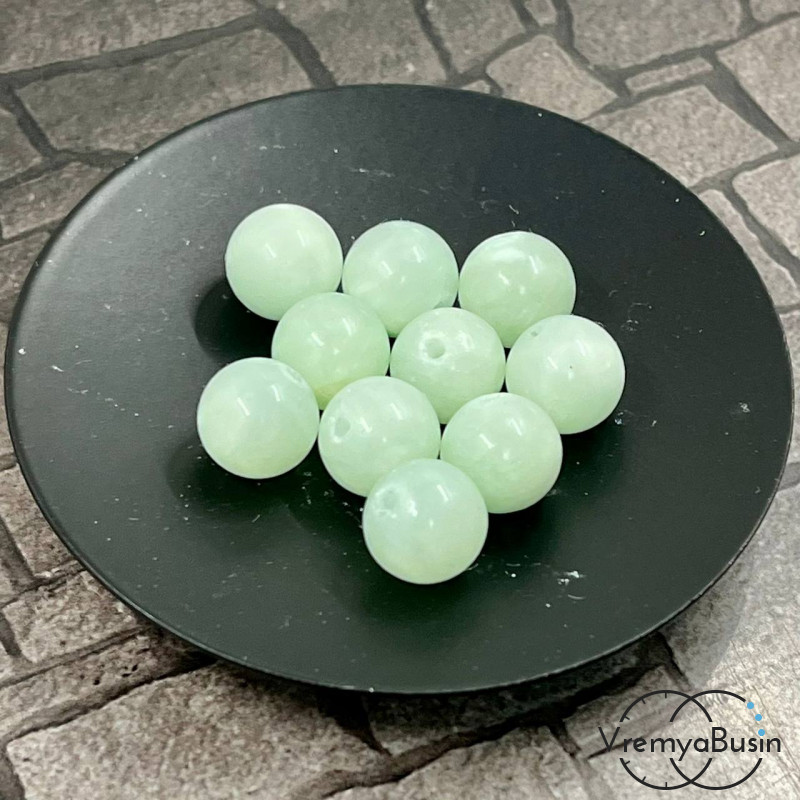 Агат, шарик гладкий 10 мм, цв. светло-мятный  (1 шт.)