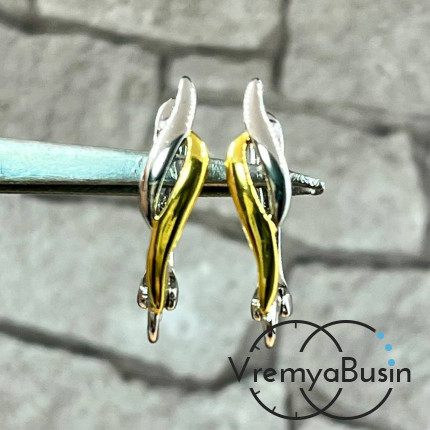 Швензы с английским замком, 19х4 мм, латунь с покрытием биколор (1 пара)