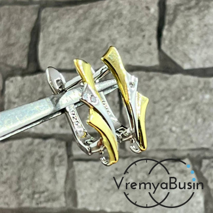 Швензы с английским замком, 18х7 мм, латунь с покрытием биколор (1 пара)