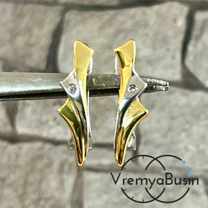 Швензы с английским замком, 18х7 мм, латунь с покрытием биколор (1 пара)