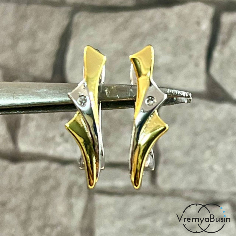 Швензы с английским замком, 18х7 мм, латунь с покрытием биколор (1 пара)