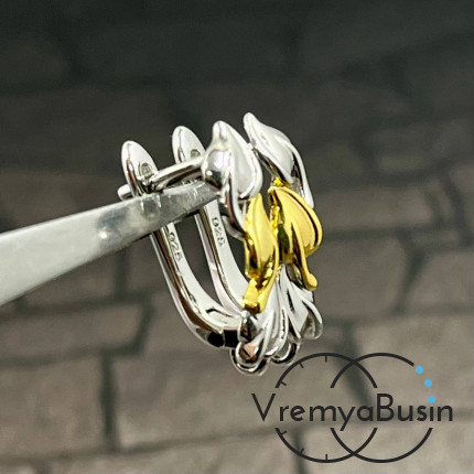 Швензы с английским замком, 17х5 мм, латунь с покрытием биколор (1 пара)