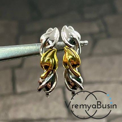 Швензы с английским замком, 17х5 мм, латунь с покрытием биколор (1 пара)