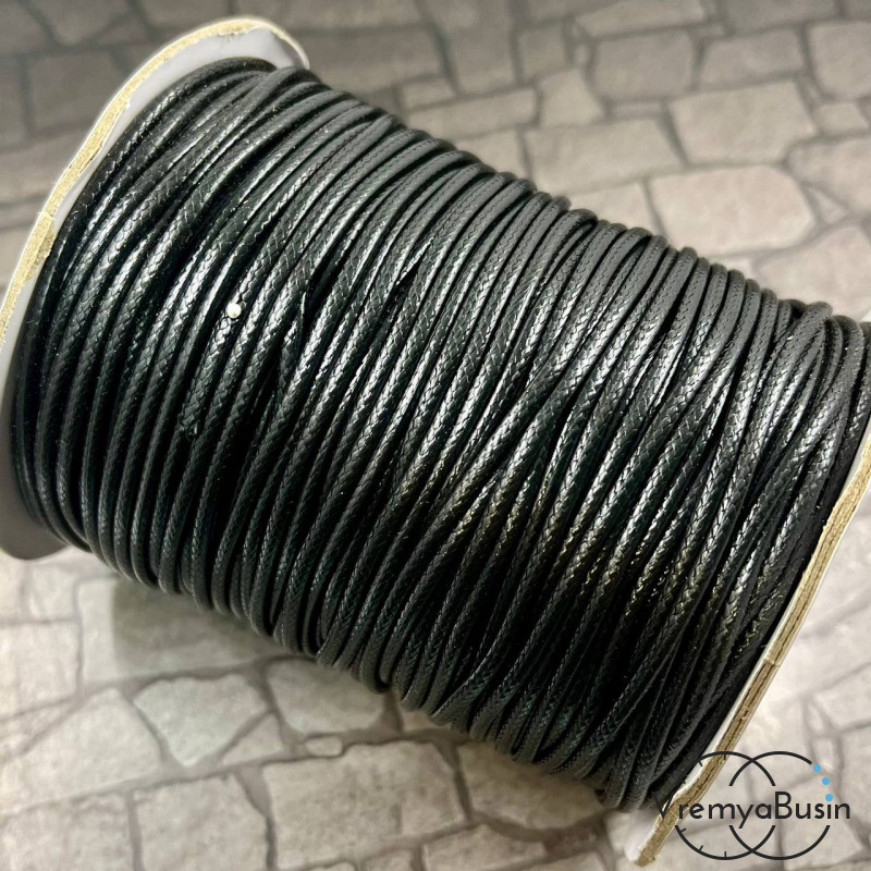 Шнур вощеный лавсановый 2 мм, цв. чёрный (1 м.)