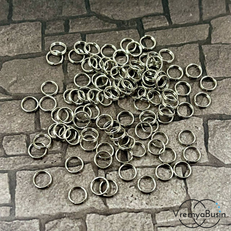 Колечки соединительные ДВОЙНЫЕ из нержавеющей стали,  6х0.6 мм (упак.  ок. 100 шт.)