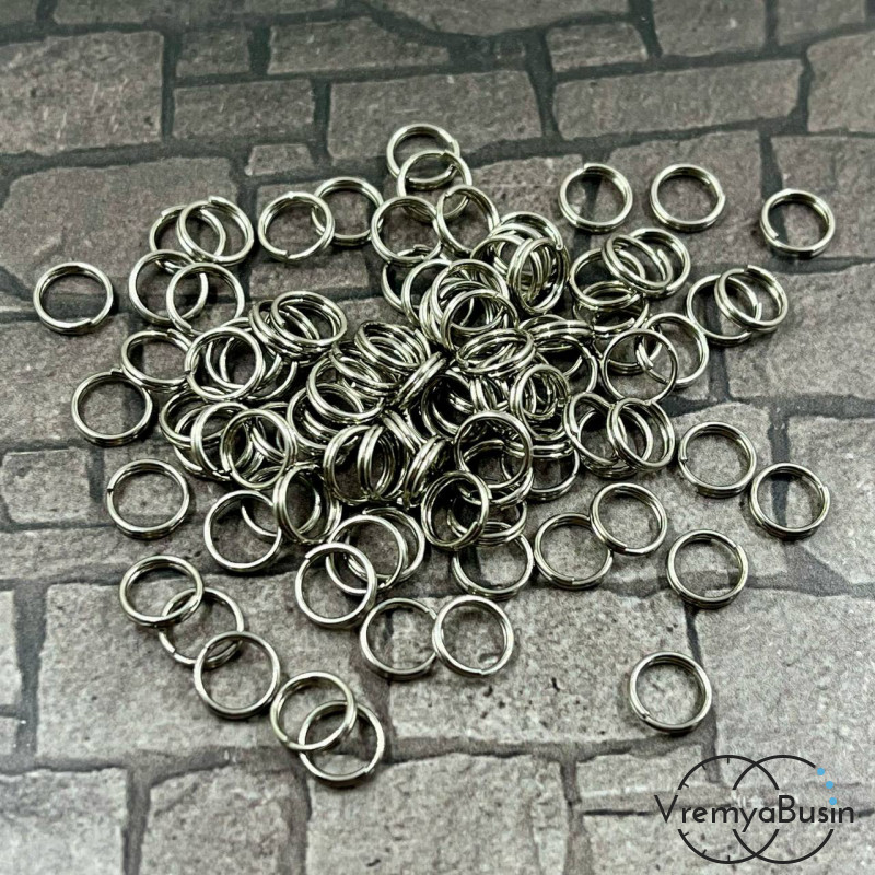 Колечки соединительные ДВОЙНЫЕ из нержавеющей стали,  7х0.7 мм (упак.  ок. 100 шт.)