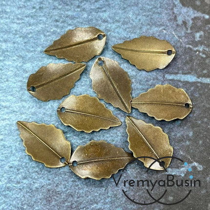 Подвеска "Листик", 17х10 мм, латунь с покрытием под бронзу  (1 шт.)