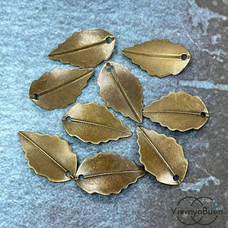 Подвеска "Листик", 17х10 мм, латунь с покрытием под бронзу  (1 шт.)