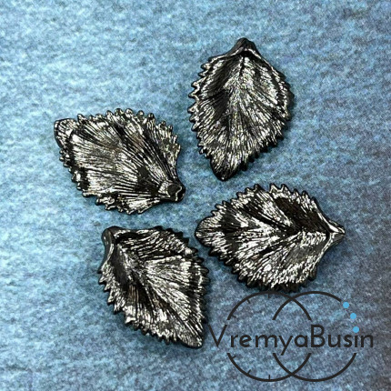 Подвеска "Лист", 17х12 мм, из латуни с черным родиевым покрытием (1 шт.)