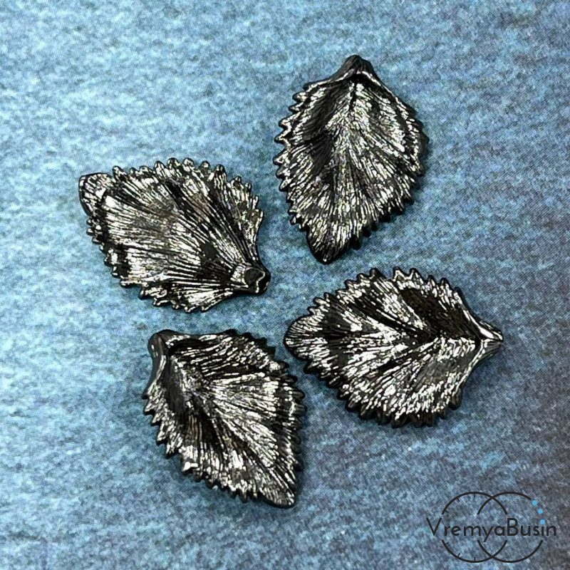 Подвеска "Лист", 17х12 мм, из латуни с черным родиевым покрытием (1 шт.)