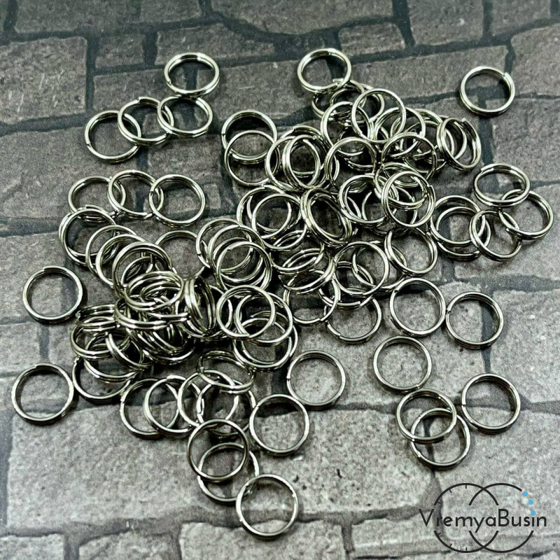 Колечки соединительные ДВОЙНЫЕ из нержавеющей стали,  8х0.7 мм (упак.  ок. 100 шт.)