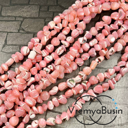 Перламутр тонир., галтовка ок. 8 мм, цв. розовый (нить, ок. 50 шт.)