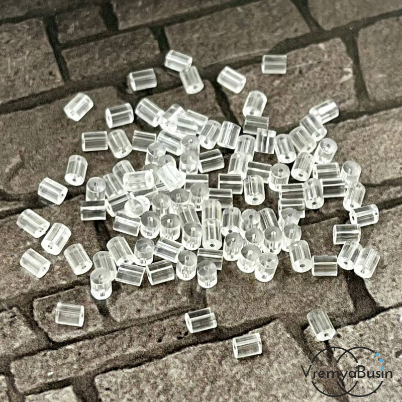 Заглушки для серег силиконовые, трубочки 3х2 мм (упак. 100 шт.)