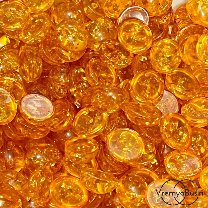 Янтарь, кабошон из камня, овал 10х12 мм  (1 шт.)