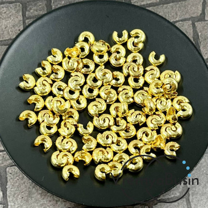 Покрытие для кримпов, 3х5 мм, латунь с позолотой 18К (1 гр., ок 10 шт.)