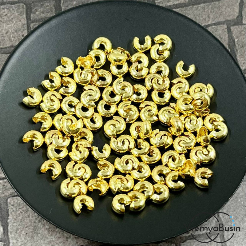 Покрытие для кримпов, 3х5 мм, латунь с позолотой 18К (1 гр., ок 10 шт.)