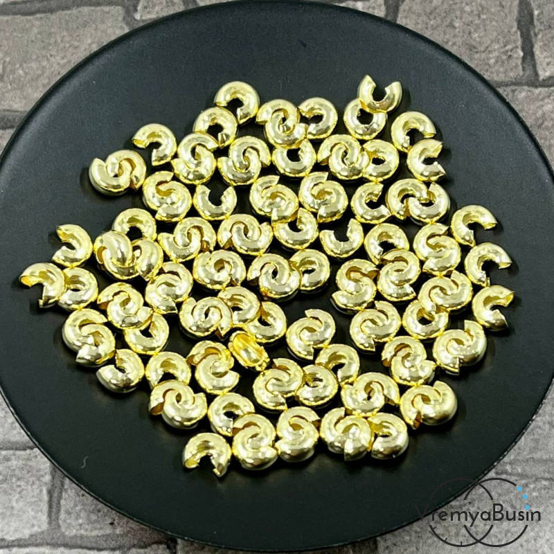 Покрытие для кримпов, 3х5 мм, латунь с позолотой 14К (1 гр., ок 10 шт.)