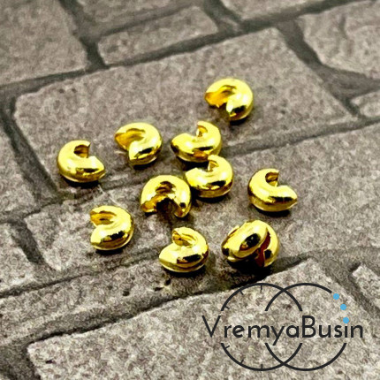 Покрытие для кримпов, 2х4 мм, латунь с позолотой 18К (1 гр., ок 15 шт.)
