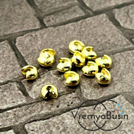 Покрытие для кримпов, 2х4 мм, латунь с позолотой 14К (1 гр., ок 15 шт.)