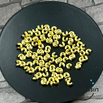 Покрытие для кримпов, 2х4 мм, латунь с позолотой 18К (1 гр., ок 15 шт.)