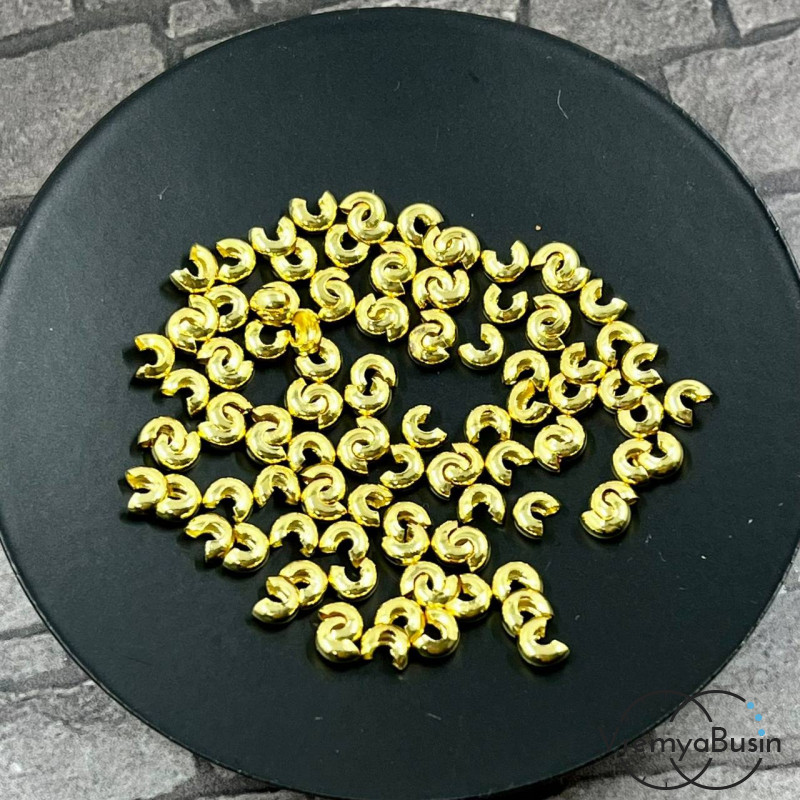 Покрытие для кримпов, 2х4 мм, латунь с позолотой 18К (1 гр., ок 15 шт.)