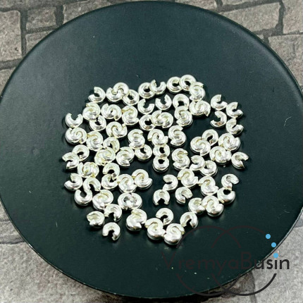 Покрытие для кримпов, 2х4 мм, латунь с посеребрением  (1 гр., ок. 15 шт.)