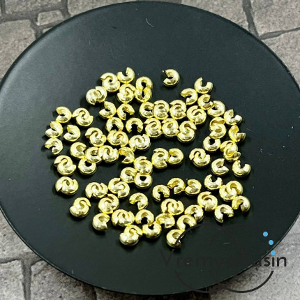 Покрытие для кримпов, 2х4 мм, латунь с позолотой 14К (1 гр., ок 15 шт.)