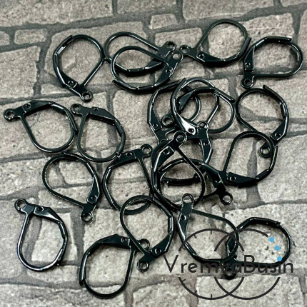 Овальные швензы с французским замком, цв. черный  (упак. 5 пар)