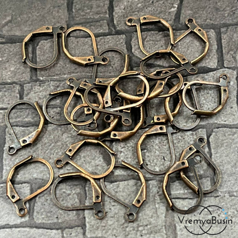 Овальные швензы с французским замком, цв. медь  (упак. 5 пар)