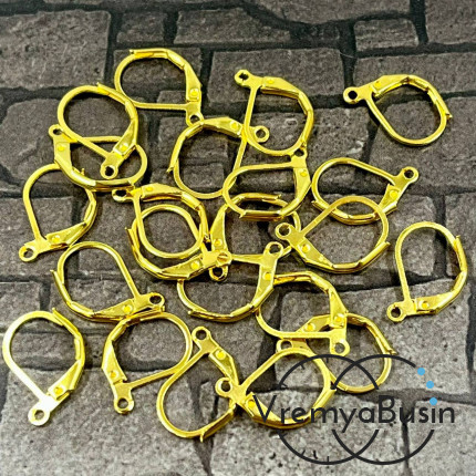 Овальные швензы с французским замком, цв. золото  (упак. 5 пар)