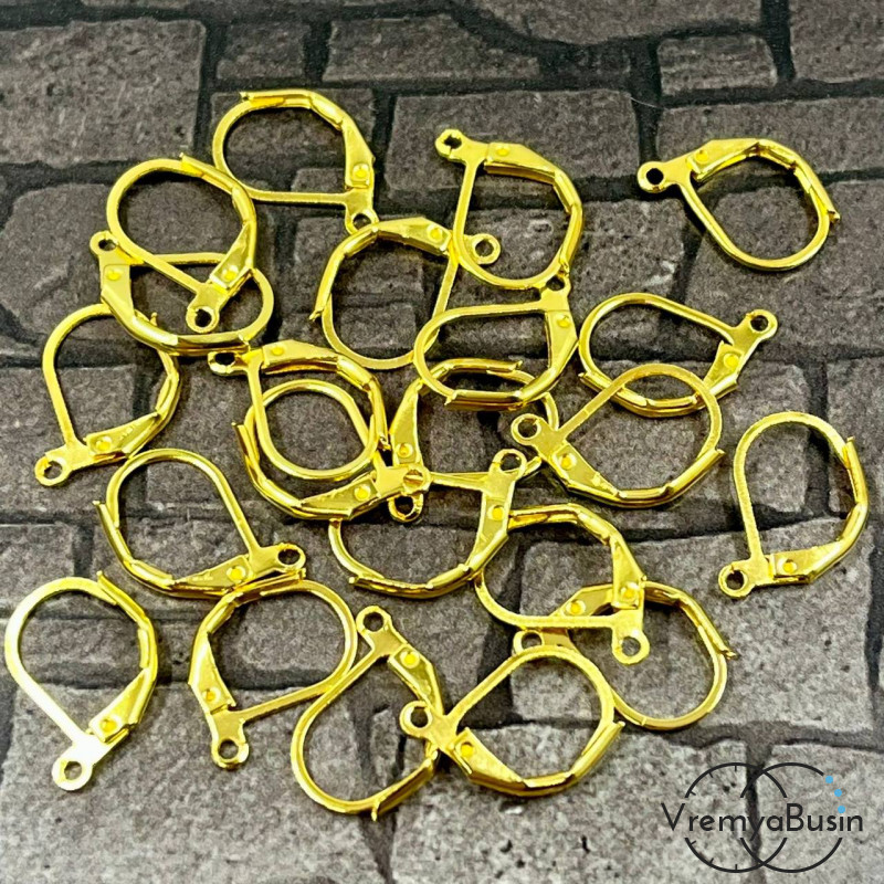 Овальные швензы с французским замком, цв. золото  (упак. 5 пар)