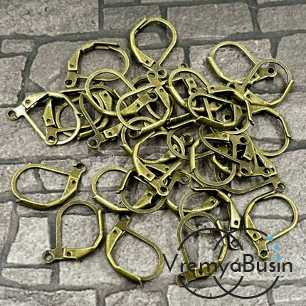 Овальные швензы с французским замком, цв. бронза  (упак. 5 пар)