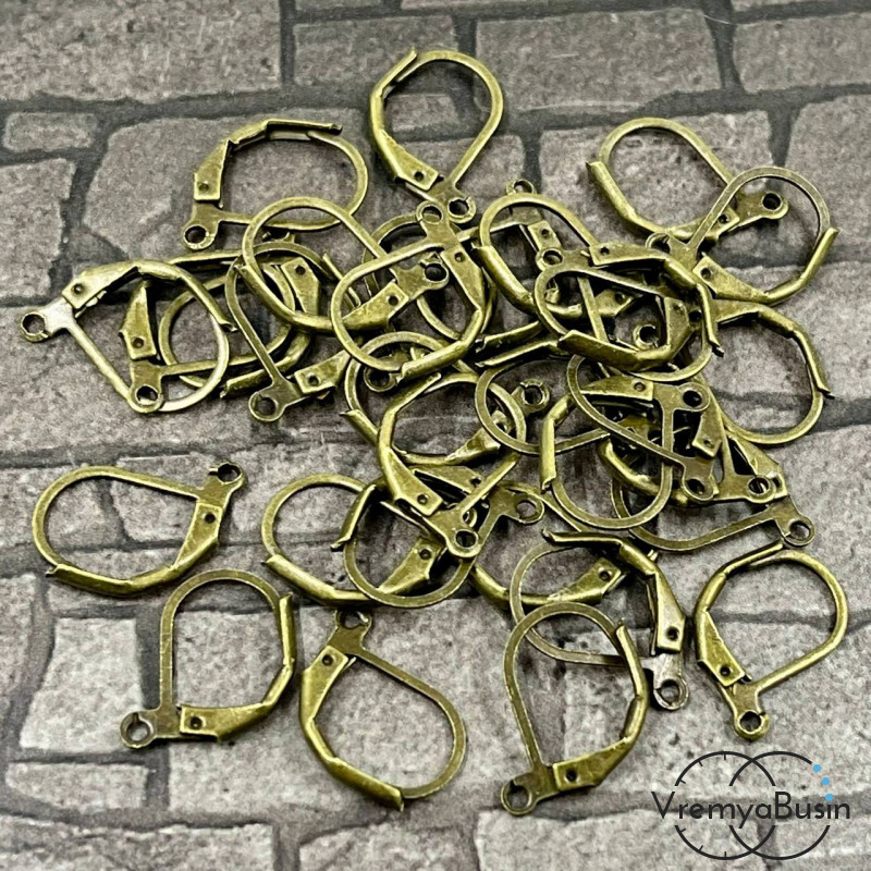 Овальные швензы с французским замком, цв. бронза  (упак. 5 пар)